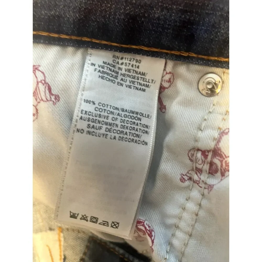 NWT True Religion Camo Horseshoe Flap Pocket Straight Leg Jeans size 36